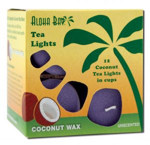Aloha Bay Palm Wax CANDLEs - Unscented Tea Lights .7 oz 5 Hours Violet 12 pk