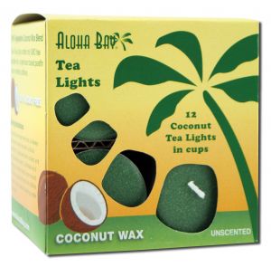 Aloha Bay Palm Wax CANDLEs - Unscented Tea Lights .7 oz 5 Hours Green 12 pk
