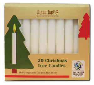 Aloha Bay Palm Wax Candles - Coconut Wax Unscented CHRISTMAS Tree Candles 4 1\/2 Inch White 20 pk