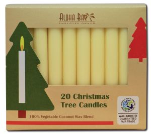 Aloha Bay Palm Wax Candles - Coconut Wax Unscented CHRISTMAS Tree Candles 4 1\/2 Inch Cream 20 pk