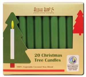 Aloha Bay Palm Wax Candles - Coconut Wax Unscented CHRISTMAS Tree Candles 4 1\/2 Inch Green 20 pk
