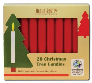 Aloha Bay Palm Wax Candles - Coconut Wax Unscented CHRISTMAS Tree Candles 4 1\/2 Inch Red 20 pk