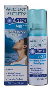 Ancient Secrets - Hypertonic Saline Seawater Rinse BreaTHE Again Nasal Spray 3.38 oz