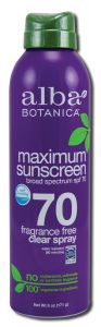 Alba Botanica - Sun Care Products Maximum Clear Spray SUNSCREEN SPF 70 6 oz