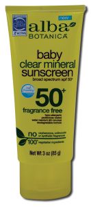 Alba Botanica - Sun Care Products Baby Clear Mineral SUNSCREEN SPF 50+ 3 oz