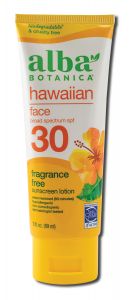 Alba Botanica - Sun Care Products Fragrance Free SPF30 Face Sunscreen LOTION 3 oz