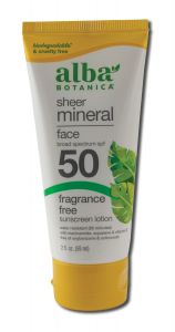 Alba Botanica - Sun Care Products Sheer Mineral Face Fragrance Free SPF50 LOTION 2 oz