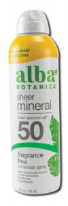 Alba Botanica - Sun Care PRODUCTS Sheer Mineral Face Fragrance Free SPF50 Spray 5 oz
