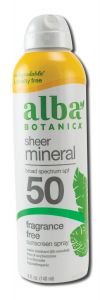 Alba Botanica - Sun CARE Products Sheer Mineral Face Fragrance Free SPF50 Spray 5 oz