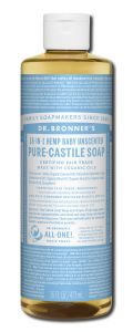 Dr Bronners - Liquid Castile Soap Unscented Baby Mild 16 oz
