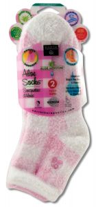 Earth Therapeutics - Foot & Pumice Products Aloe SOCK Pink Plaid\/Pink Solid 2 pk