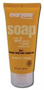 Eo Products - EO 3 In 1 Everyone SOAP: Shower Gel Bubble Bath Shampoo Coconut Lemon 2 oz