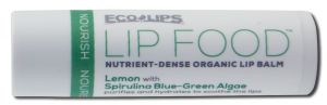 Eco Lips - Organic Lip Balm Tube Nourish Lip FOOD Lemon with Spirulina Blue-Green Algae .15 oz