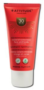 Attitude - Sun Care Face Sunscreen SPF 30 Unscented 2.6 oz