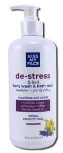 Kiss My Face - BODY Wash De-Stress 2-in1 BODY Wash and Bath Soak Lavender + Ylang Ylang 16 oz