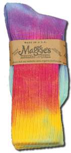 Maggies Functional Organics - TIE Dye Crew Socks Lite TIE Dye Crew 9-11