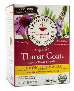 Traditional Medicinals - Organic Tea (16 Bags Per Box) Lemon Echinacea Throat COAT