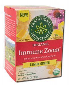 Traditional Medicinals - Organic Tea (16 BAGS Per Box) Immune Zoom Lemon Ginger Caffeine Free 16 ct