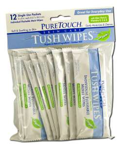 Pure Touch Skin Care - Organics Tush Wipes Travel 12 ct