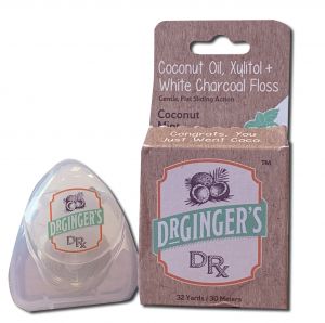 Dr. GingErs - Coconut Oil Oral CarE WhitE Charcoal Xylitol and Coconut Oil Floss .35 oz