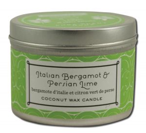 Pure Plant Home - Coconut Wax in a Silver Tin Italian Bergamot\/Persian Lime 3 oz