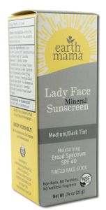 Earth Mama Organics - SUNSCREENs Lady Face Mineral SUNSCREEN Face Stick SPF 40 Med\/Dark Tint .74 oz