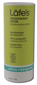 Lafes Natural Bodycare - Deodorant Plastic Free Stick CITRUs + Bergamot 2.25 oz