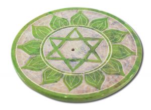 ''Prabhujis GIFTS - Incense Burners Soapstone Plate Heart Chakra Anahata 3''''