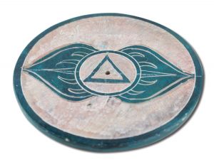 ''Prabhujis Gifts - INCENSE Burners Soapstone Plate Third Eye Chakra Ajna 3''''