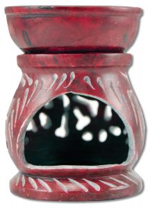 ''Prabhujis Gifts - Oil Diffusers Red Soapstone Round Leaves 3.25''''