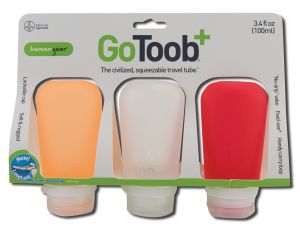 Humangear - go Toob+ 3 pk LARGE 3.4 oz Clear\/Red\/Orange