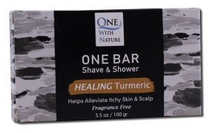 One With Nature Dead Sea Mineral Products - Mens One Bar Shave & Shower TURMERIC Fragrance Free 3.5 