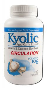 Kyolic Garlic Supplements - Formula #106 - Garlic w\/Vit E & Hawthorn Berries Formula 106-200 CAPS