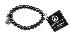 Zorbitz Inc. - Art of Luck Bracelets Peace - Onyx\/Peace SIGN Charm